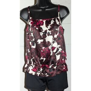 Old Navy Floral Sleeveless Tank Top Ruffle Hem Spaghetti Strap Blouse Small